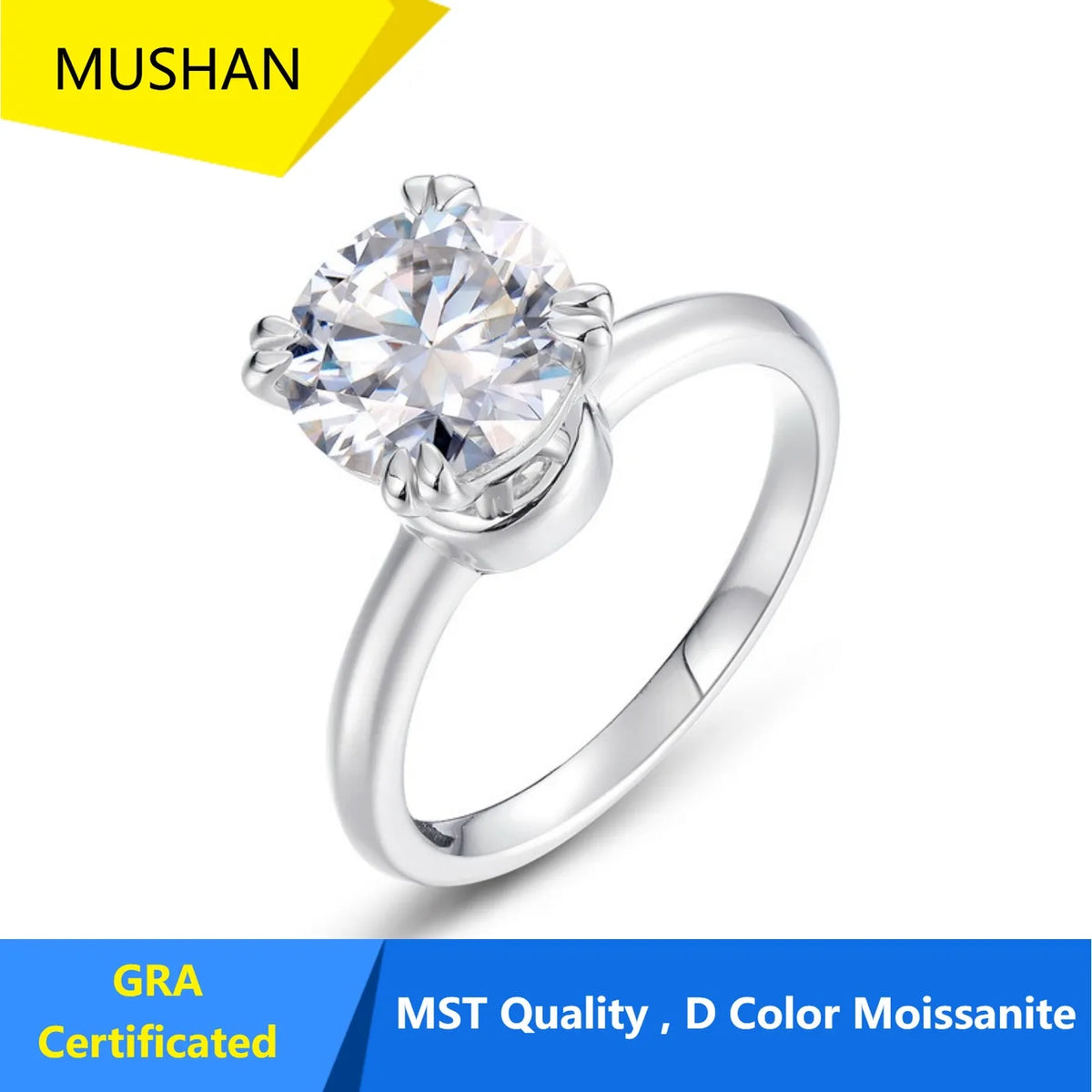 MUHAN Luxury Jewelry  925 Sterling Silver Ring Wedding Band  Women GRA Certificate Moissanite Diamond Rings D Color Fine Jewelry