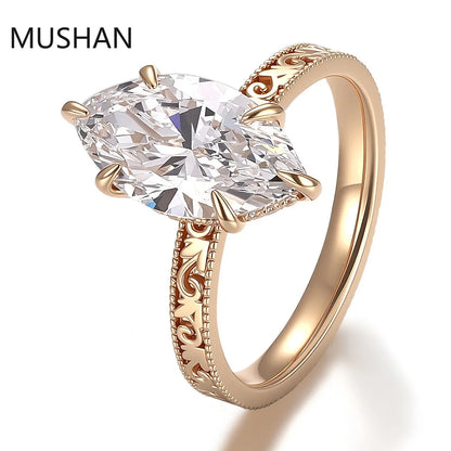 MUSHAN Luxury Custom 14K 18K Gold Rings Band Jewelry With Moissanite Diamond Lab Grown Gemstones Diamond Wedding Ring For Women