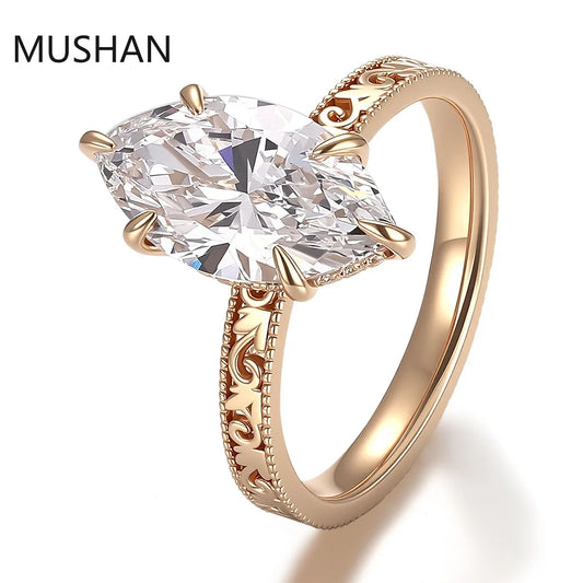 MUSHAN Luxury Custom 14K 18K Gold Rings Band Jewelry With Moissanite Diamond Lab Grown Gemstones Diamond Wedding Ring For Women