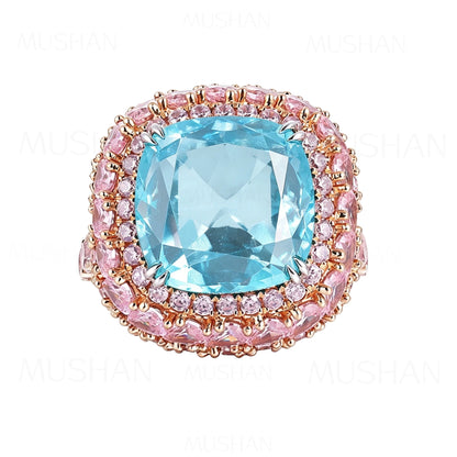 MUSHAN Custom Jewelry 14k 18k Gold Ring Lab Green Emerald Ruby Sapphire Paraiba Gemstones Rings Band for Women Fine Jewelry