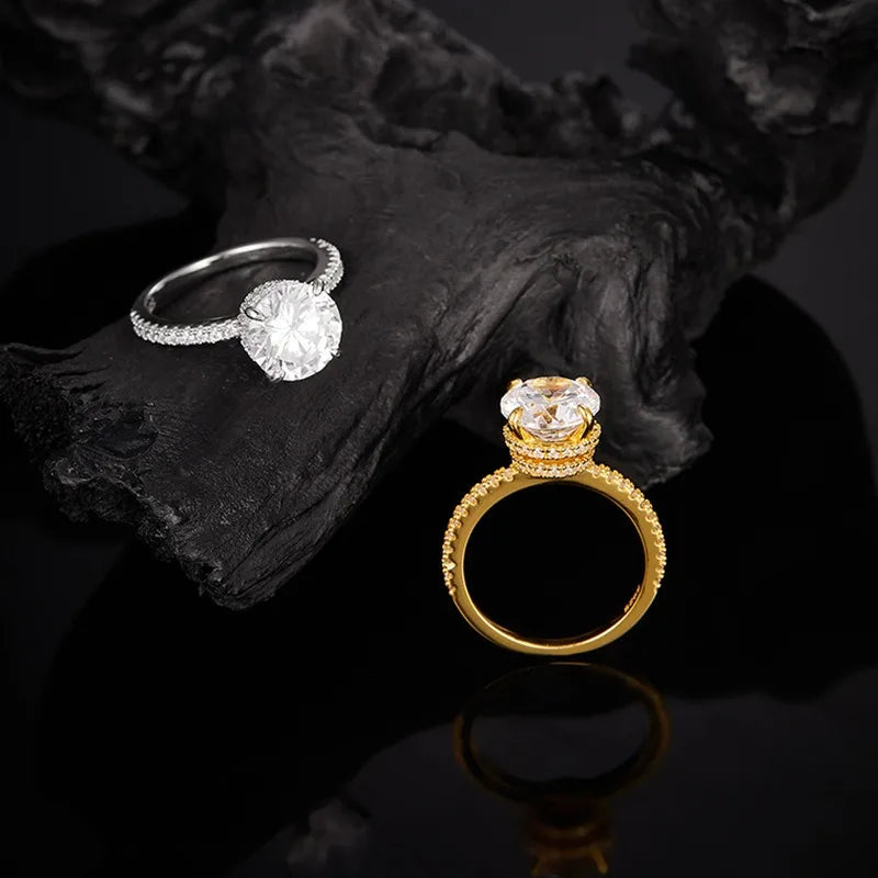 Anillo de banda de plata de ley 925 de lujo MUSHAN para mujer, diamante de moissanita con certificado GRA, esmeralda, color D, joyería fina
