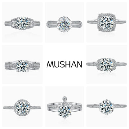 Anillos de plata de ley 925 MUSHAN Jewelry para mujer, alianzas de boda con diamante de moissanita, con certificado GRA, joyería fina
