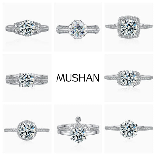 MUSHAN Jewelry 925 Sterling Silver Rings For Women Moissanite Diamond Wedding Ring Bands With GRA Certificate Fine Jewelry