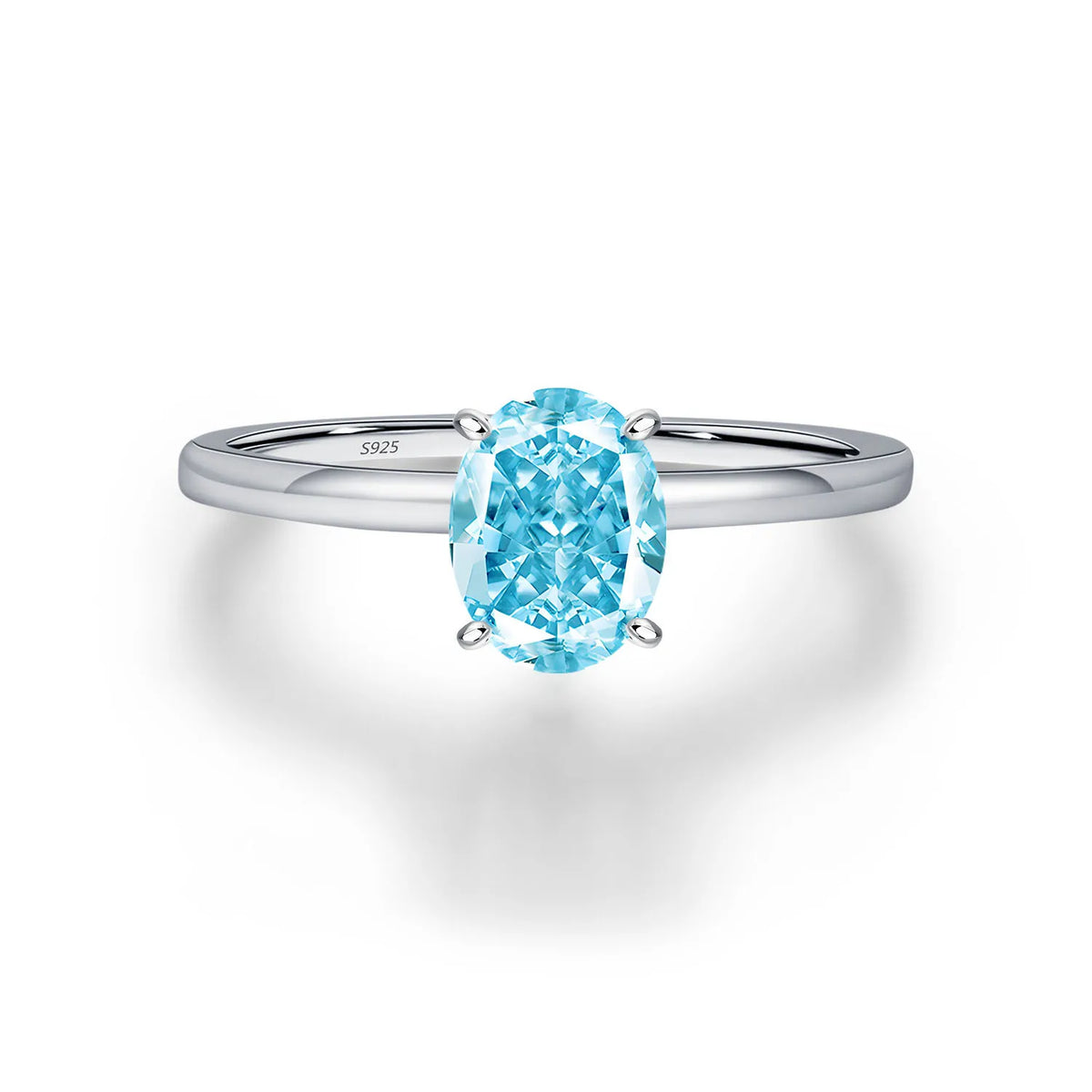 MUSHAN Luxury Jewelry S925 Silver Mint Green Oval Ring  Women'S Simple Ring Finger Ring Diamond Ring