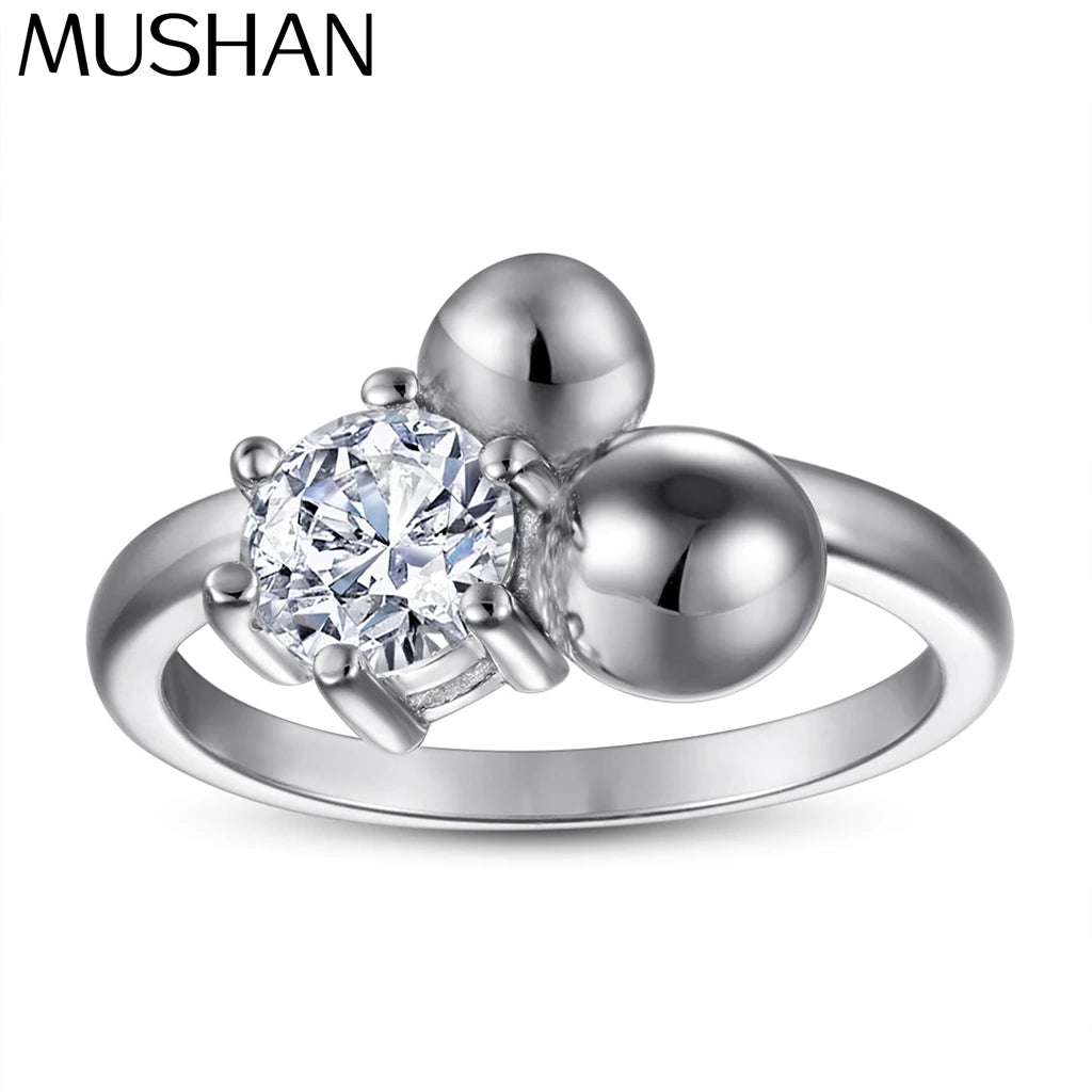 MuShan Jewelry 925 Sterling Silver Romantic Engagement Ring 7A Cubic Zirconia  Women Rings Bands Rings Bands  Women Gift