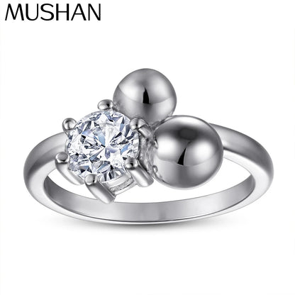 MuShan Jewelry 925 Sterling Silver Romantic Engagement Ring 7A Cubic Zirconia  Women Rings Bands Rings Bands  Women Gift