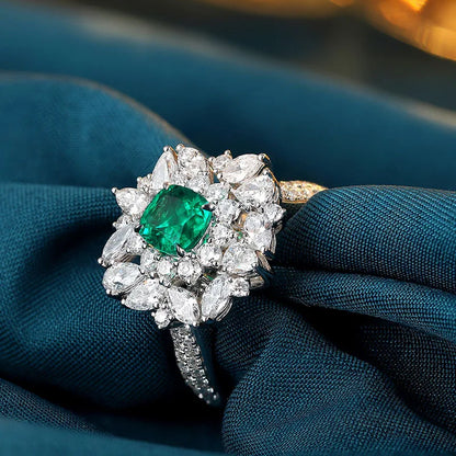Bague MUSHAN en argent sterling 925 personnalisée, avec rubis vert de laboratoire en forme de cœur, bague vintage pour femme, plaqué or 18 carats, bague d'anniversaire