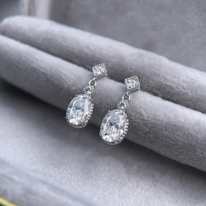 MuShan Brand Jewelry 925 Sterling Silver Earring D Color Moissanite Birthday for Mom Platinum Plated MST Patent Earrings