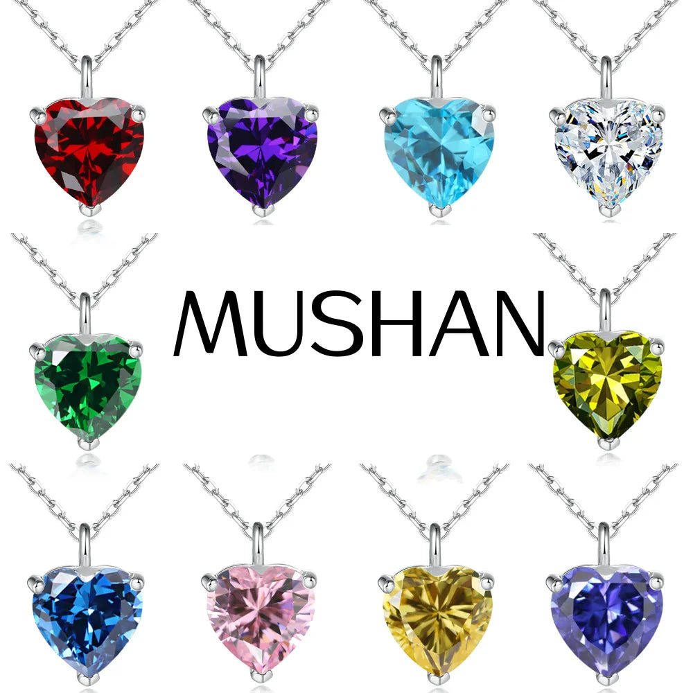 Collar de plata de ley 925 marca MuShan con circonita 5A, gargantilla de noche para novia, joyería de alta calidad chapada en rodio con colgante