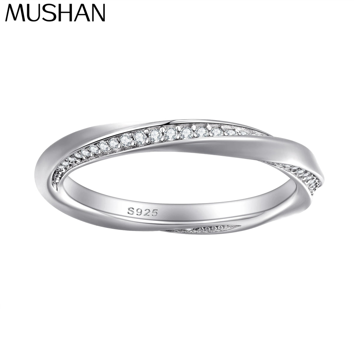 Anillo de plata de ley 925 marca MuShan con circonita de grado 7A, corazón romántico para dama, joyería fina bañada en rodio