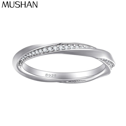 Anillo de plata de ley 925 marca MuShan con circonita de grado 7A, corazón romántico para dama, joyería fina bañada en rodio