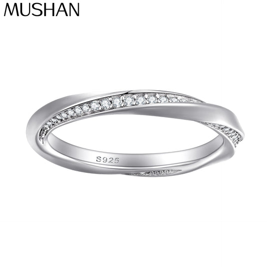 MuShan Brand Jewelry 925 Sterling Silver Ring Zircon 7A Grade Heart Romantic for Ladies Rhodium Plated Fine Jewelry Rings