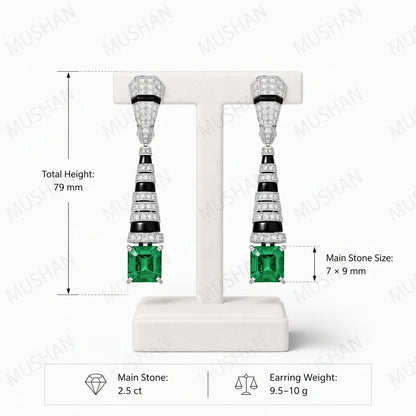 MuShan Jewelry 925 Sterling Silver Stud Earrings for Women Luxury 2.5ctw CZ Emerald s925 Silver Stud Earrings Accessories Jewel