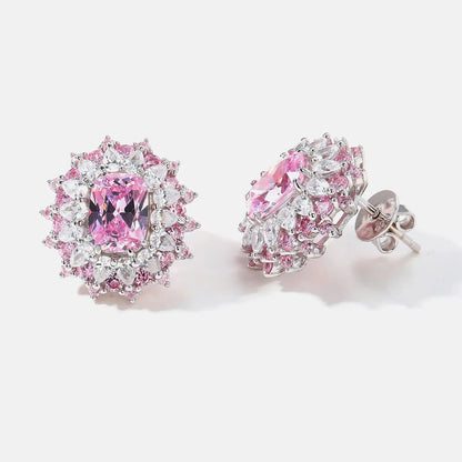 MUSHAN Custom Jewelry 925 Sterling Silver Stud Earrings High Carbon Pink Diamond Women s925 Earring Stud Ear Pin Fine Jewelry