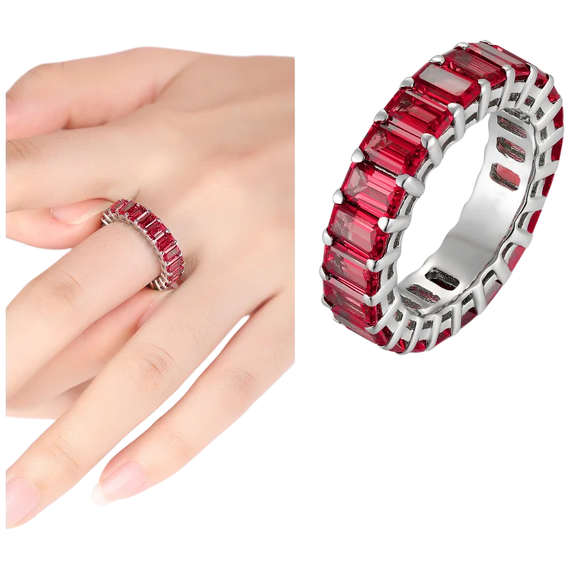 MUSHAN Bespoke Jewelry 925 Sterling Silver Ring Lab Red Green Emerald Marquise Classic Ring for Women 18K Gold Plated Rings