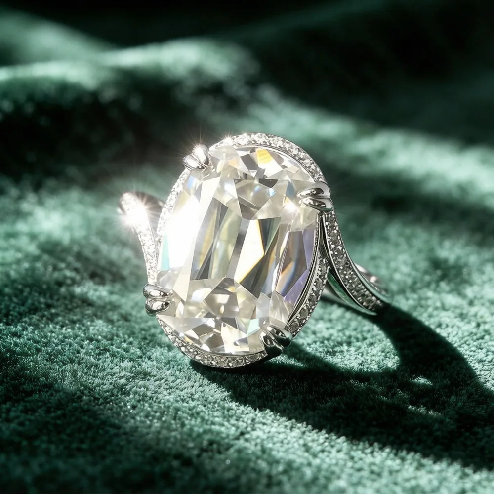 Anillo de joyería de lujo MUSHAN de plata de ley 925 para mujer, anillo de diamantes de moissanita con certificado GRA, esmeralda, color D, joyería fina