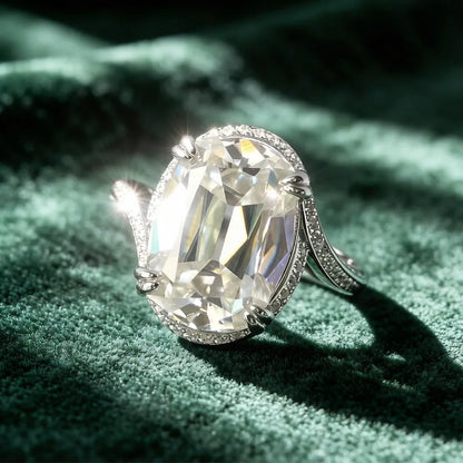 Anillo de joyería de lujo MUSHAN de plata de ley 925 para mujer, anillo de diamantes de moissanita con certificado GRA, esmeralda, color D, joyería fina