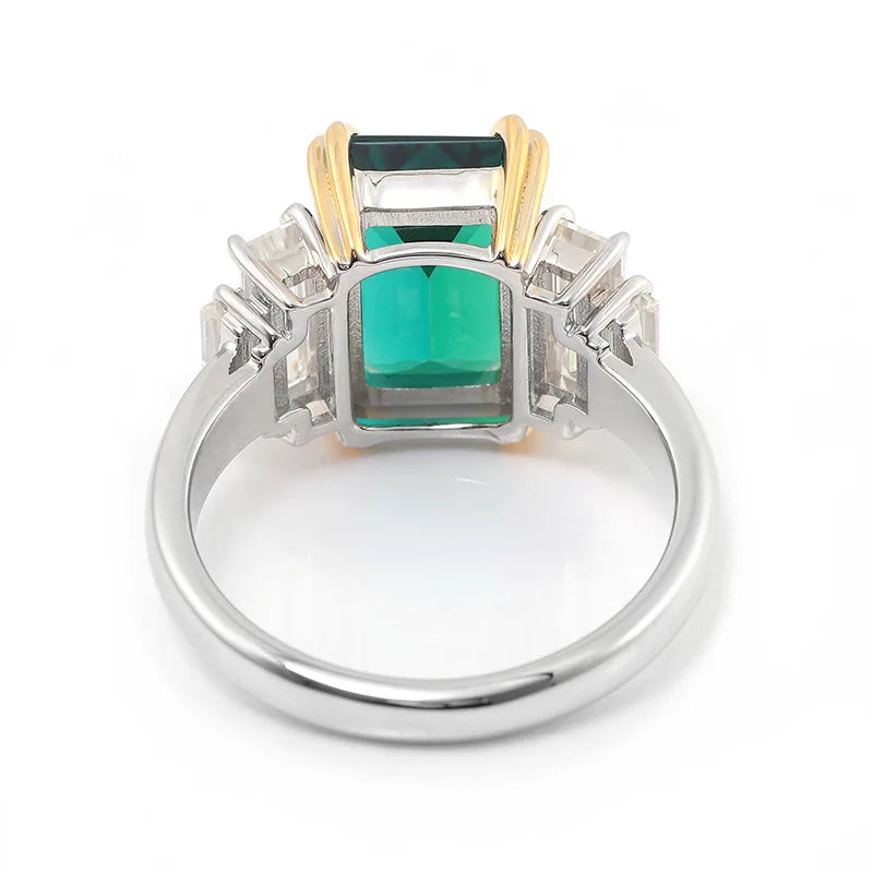 Anillo de compromiso MUSHAN Bespoke Jewelry con esmeralda de laboratorio de 9*11 mm, banda en platino PT950, oro de 10K, 14K o 18K, joyería para mujer
