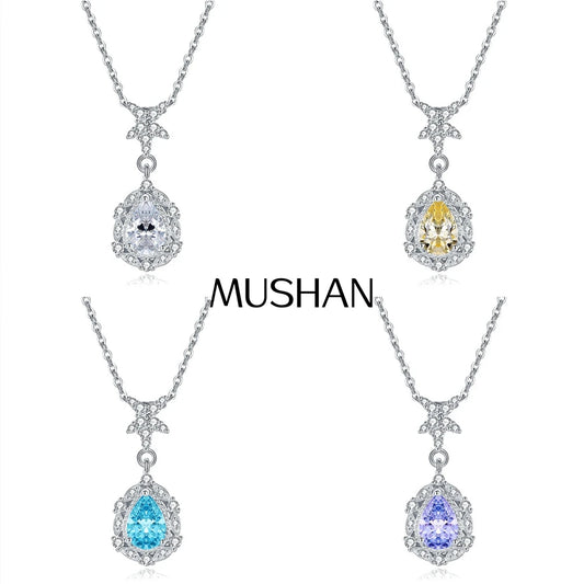 MuShan Jewelry 925 Sterling Silver Necklace Pendant Chain HCD Gemstones Engagement Party Classic Style Women Necklaces Jewelry