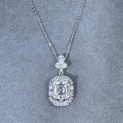 MuShan Brand Jewelry 925 Sterling Silver Necklaces Emerald Moissanite Promise Sparkling for Fiancee Real Gold Plated MST Patent