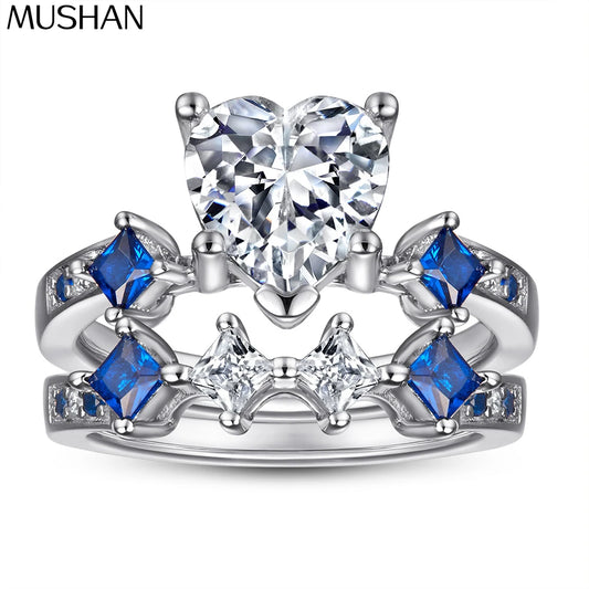 MuShan Brand Jewelry 925 Sterling Silver Ring VVS Moissanite Sparkling Ring for Ladies 18K Real Gold Plated MST Patent Jewellery