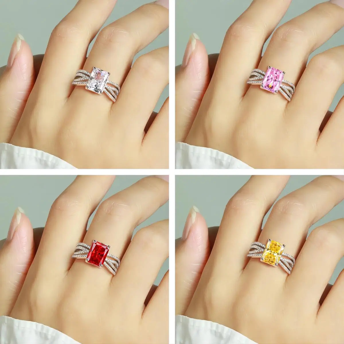 MuShan Jewelry 925 Sterling Silver Ring Wedding Band High Carbon Diamond Minimalist Style  Her Gift Women Rings Fine Jewelry