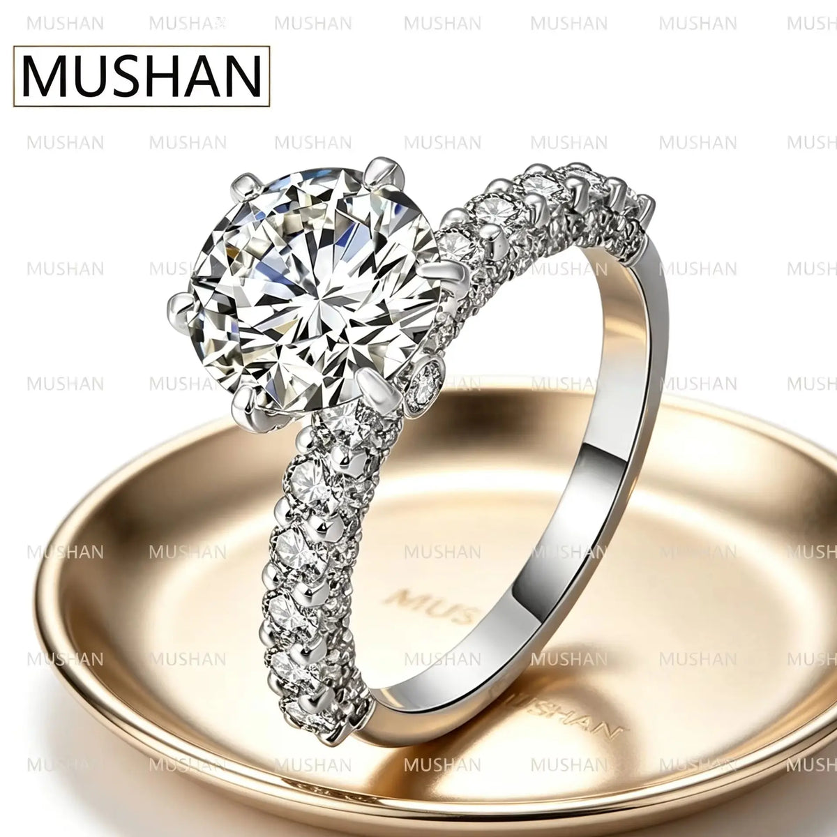 MUSHAN Luxury Custom 14K 18K Gold Rings Band Jewelry With Moissanite Diamond Lab Grown Gemstones Diamond Wedding Ring For Women