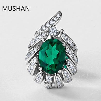 MUSHAN Bijoux de luxe Boucles d'oreilles clous en argent sterling 925 pour femmes, boucles d'oreilles à tige avec émeraude de laboratoire certifiée GRC