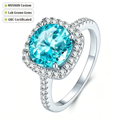 MUSHAN Custom Jewelry 2CT Circular Ring Lab Grown Gemstones Ruby Emerald Sapphire Rings Jewelry 925 Sterling Silver Women Ring