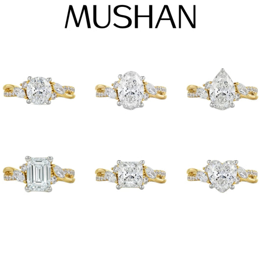 Anillo de joyería personalizada MUSHAN de plata de ley 925 con moissanita color D VVS, anillo fino, exquisito, noble y único, tipo diamante.