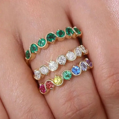 MUSHAN Custom Jewelry 10k 14k 18k Gold Rings Lab Grown Emerald Ruby Round Gemstones Ring for Women Party Wedding Fine Jewelry