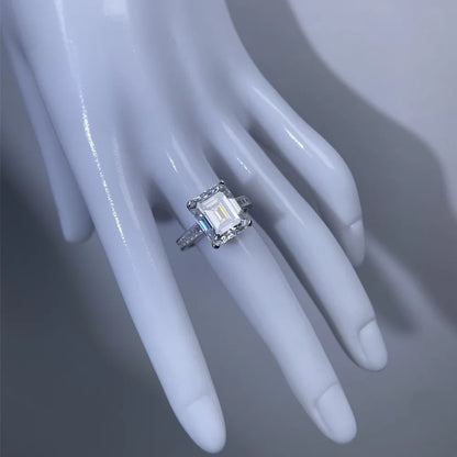 Bague MUSHAN Luxury Jewelry en argent sterling 925 pour femme, diamant moissanite émeraude certifié GRA, couleur D, joaillerie fine