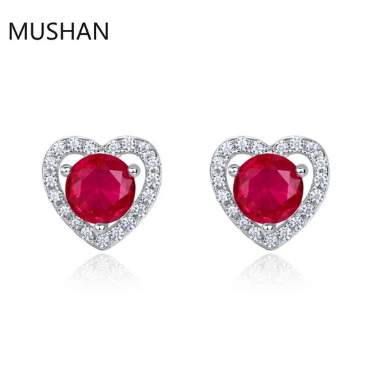 MUSHAN Luxury Jewelry S 925 Sterling Silver Stud Earrings Women GRC Certificated Lab Grown Emerald Earrings Stud Ear Pin Jewelry