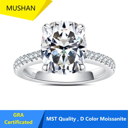 Anillo de compromiso de plata de ley 925 de MUHAN Luxury Jewelry, alianza de boda, anillo de diamante de moissanita con certificado GRA para mujer, color D, joyería fina