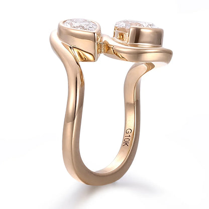 MUSHAN Bespoke Luxury Jewelry D Color VVS1 Level Pear Moissanite Diamond Ring Band For Women 10K 14K 18K Gold Rings Fine Jewelry