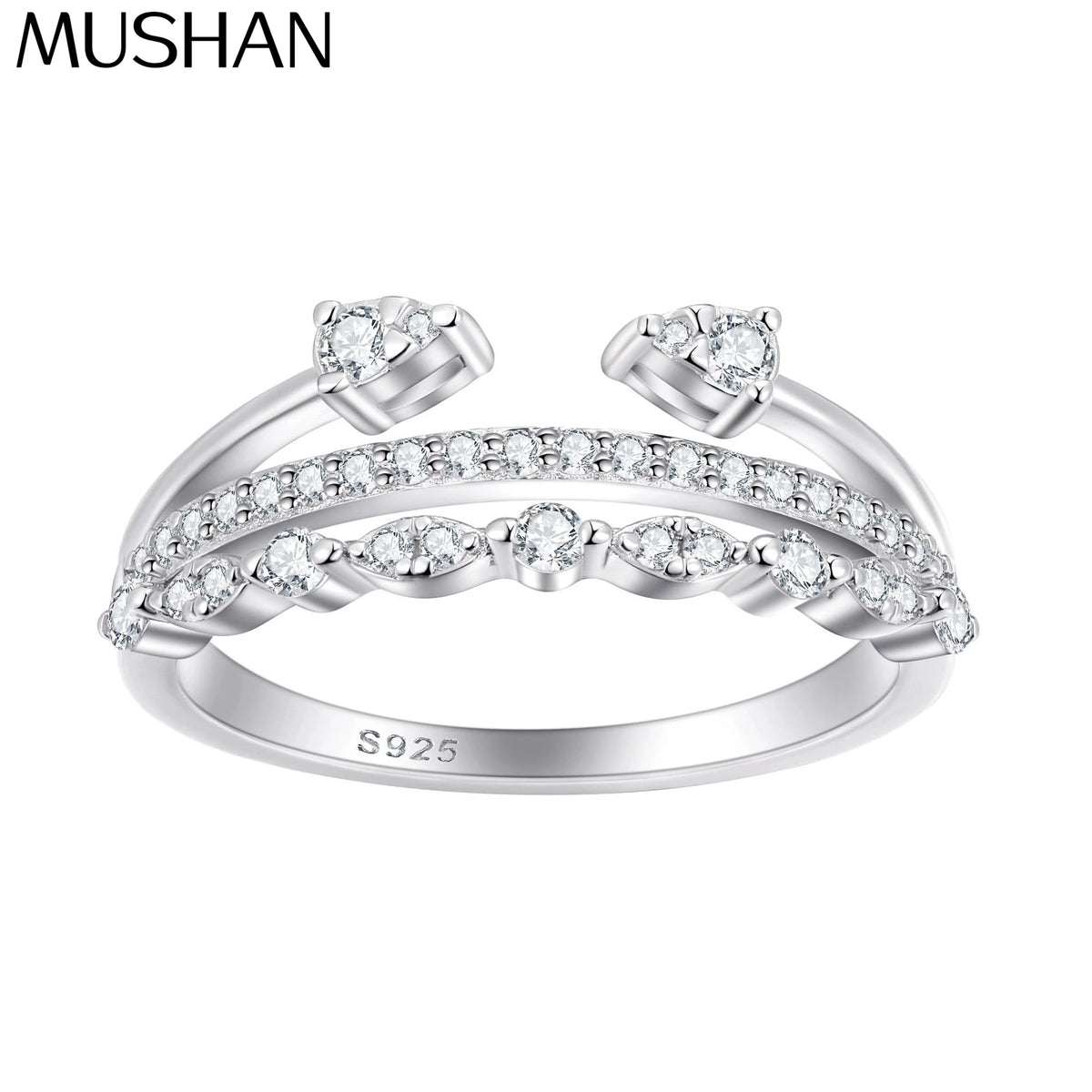 MuShan Jewelry 925 Sterling Silver Ring Wedding Band High Carbon Diamond Bridesmaid Gift Vintage Style Women Rings Fine Jewelry