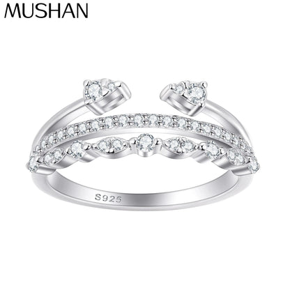 MuShan Jewelry 925 Sterling Silver Ring Wedding Band High Carbon Diamond Bridesmaid Gift Vintage Style Women Rings Fine Jewelry
