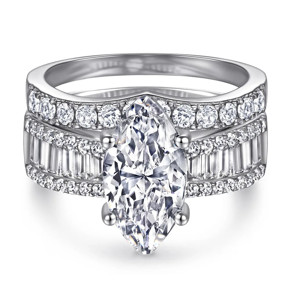 MuShan Jewelry 925 Sterling Silver Ring Wedding Band High Carbon Diamond Party Cocktail Cocktail Party Women Rings Fine Jewelry