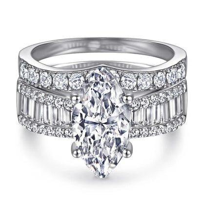 MuShan Jewelry 925 Sterling Silver Ring Wedding Band High Carbon Diamond Party Cocktail Cocktail Party Women Rings Fine Jewelry