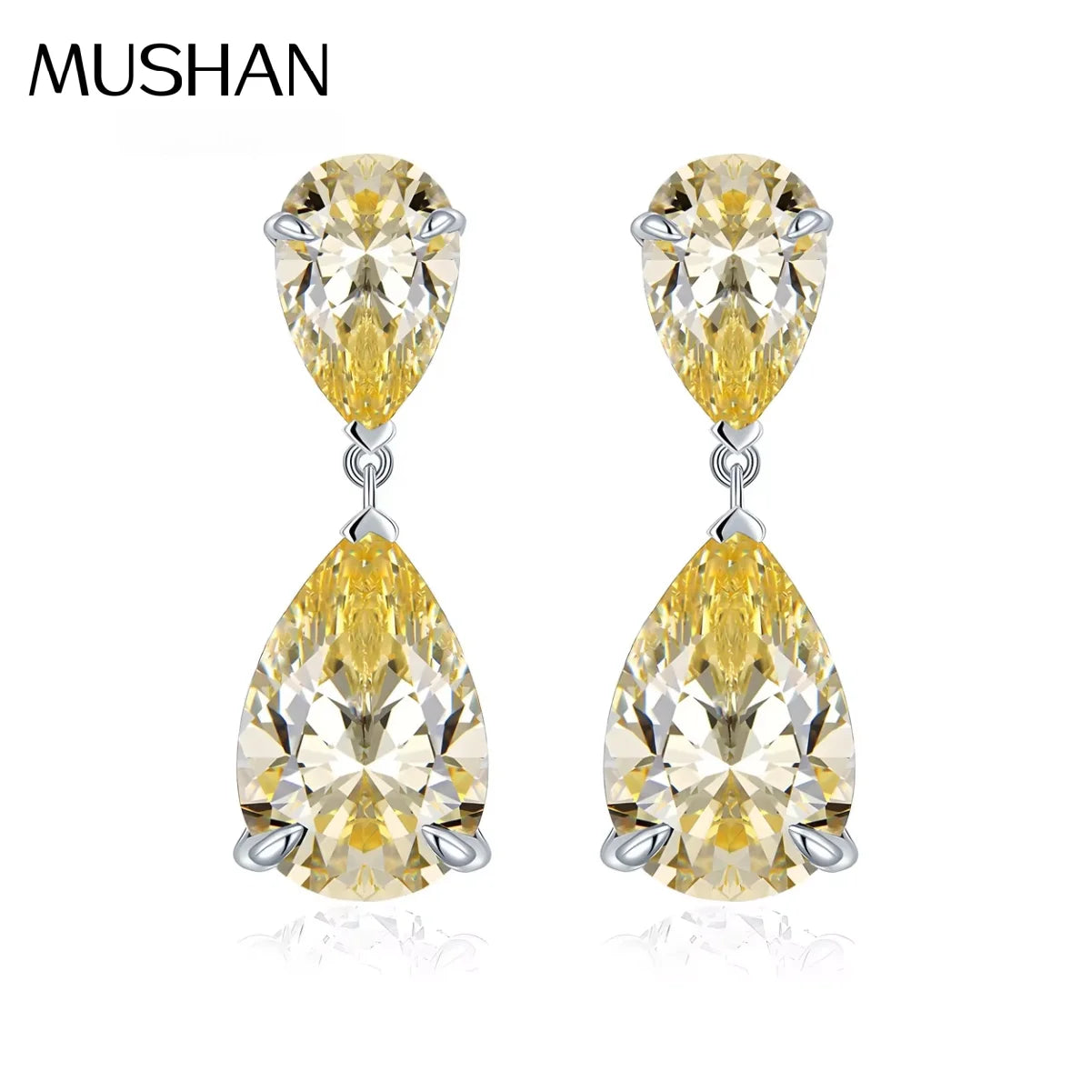 MuShan Jewelry 925 Sterling Silver Stud Earrings Dangle High Carbon Diamond Elegant Her Gift Women Earring Fine Jewelry