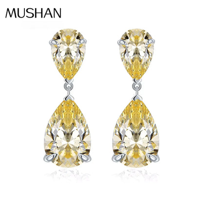 MuShan Jewelry 925 Sterling Silver Stud Earrings Dangle High Carbon Diamond Elegant Her Gift Women Earring Fine Jewelry