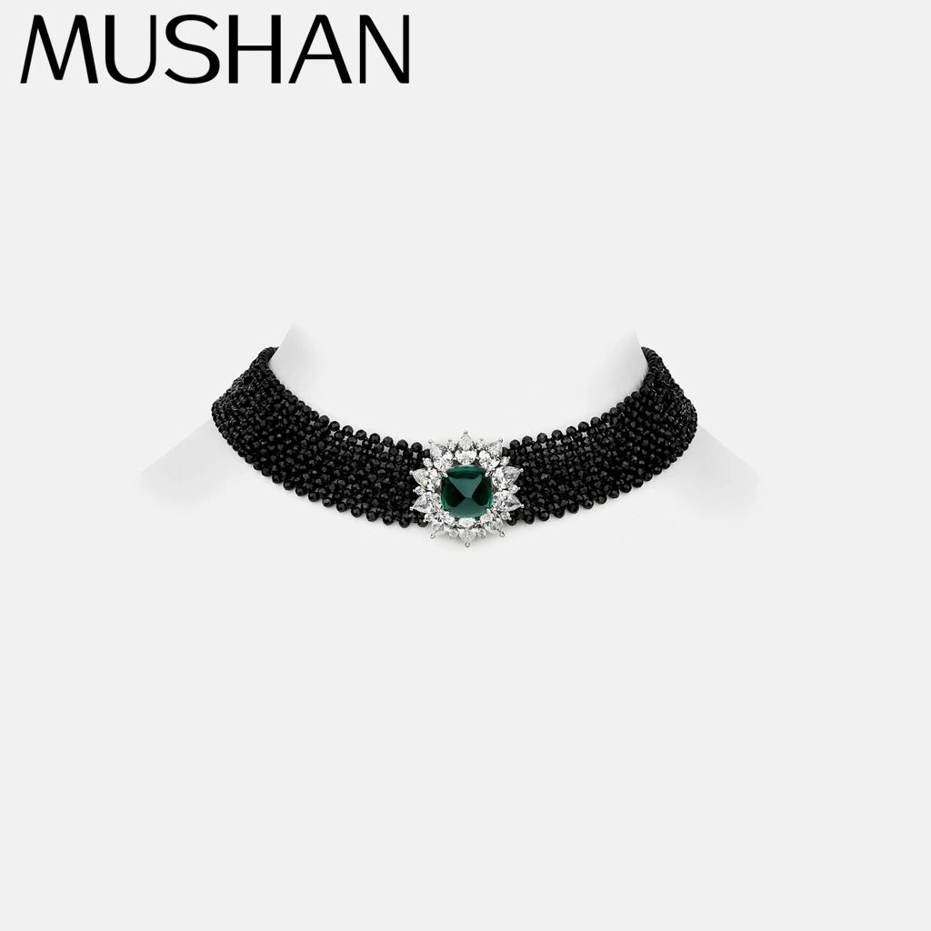 Collar de plata de ley 925 de la marca MuShan, con esmeralda creada en laboratorio de corte ovalado, regalo elegante para mujer, chapado en oro de 18 quilates, collar de aniversario
