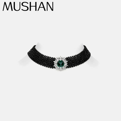 Collar de plata de ley 925 de la marca MuShan, con esmeralda creada en laboratorio de corte ovalado, regalo elegante para mujer, chapado en oro de 18 quilates, collar de aniversario