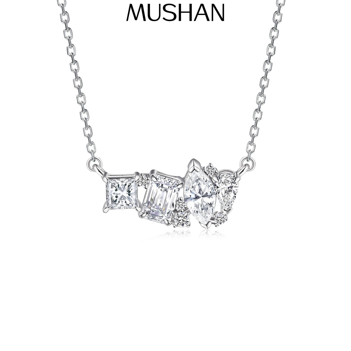 MuShan Jewelry 925 Sterling Silver Necklace Gold Chain HCD Gemstones Statement Jewelry Premium Jewelry Women Necklaces Jewelry