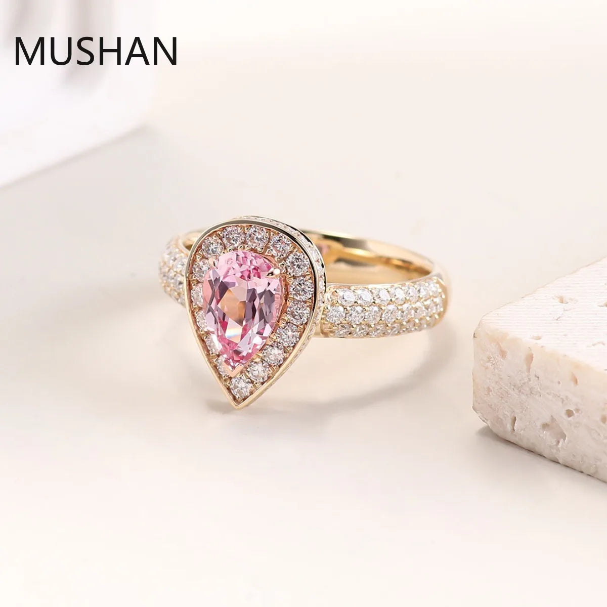 MUSHAN Luxury Custom 14K 18K Gold Rings Band Jewelry With Moissanite Diamond Lab Grown Gemstones Diamond Wedding Ring For Women