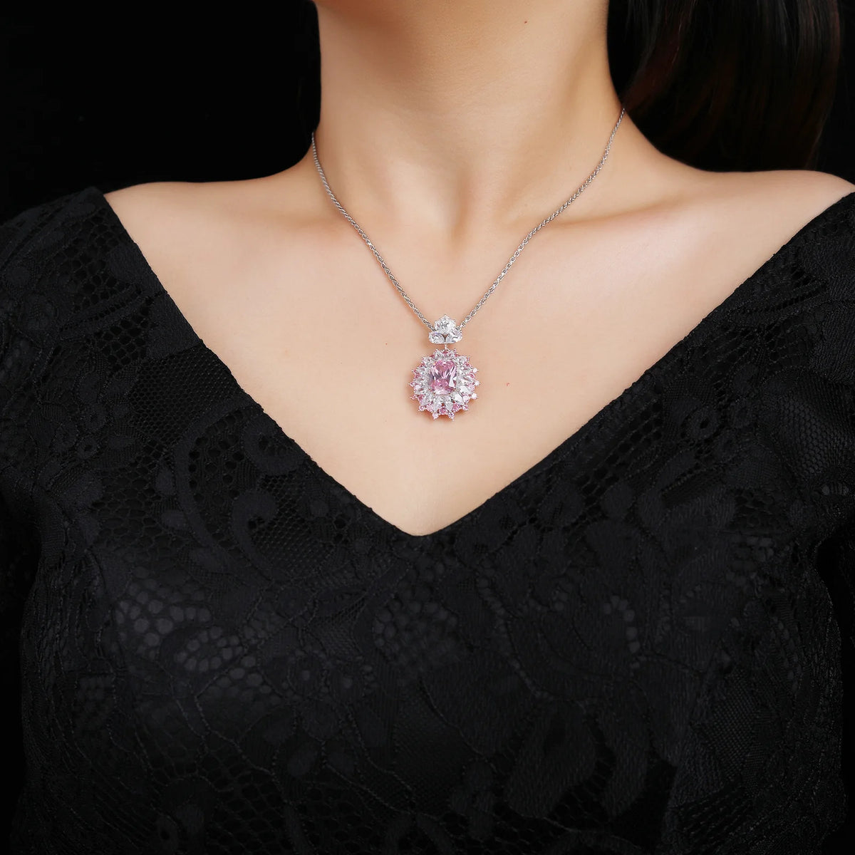 MuShan Jewelry 925 Sterling Silver Necklace 5A CZ Gemstones HCD Gemstones Designer 925 Sterling Silver Pendants Accessories
