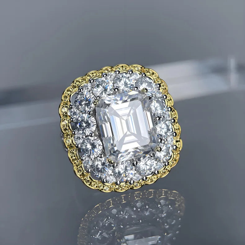 MuShan Designer Jewelry 925 Sterling Silver Ring VVS Moissanite Bespoke Ring for Women 18K Gold Plated MST Patent Fine Jewellery
