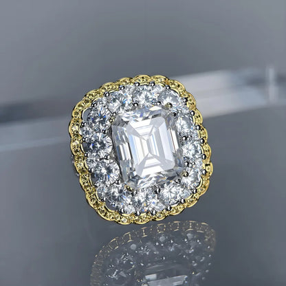 MuShan Designer Jewelry 925 Sterling Silver Ring VVS Moissanite Bespoke Ring for Women 18K Gold Plated MST Patent Fine Jewellery