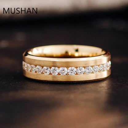 MUSHAN Luxury Custom 14K 18K Gold Rings Band Jewelry With Moissanite Diamond Lab Grown Gemstones Diamond Wedding Ring For Women