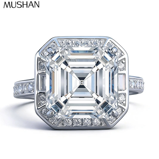 MUSHAN Luxury Jewelry 925 Sterling Silver Ring VVS Moissanite Casual Ring for Wife 18K Real Gold Plated MST Patent Rings